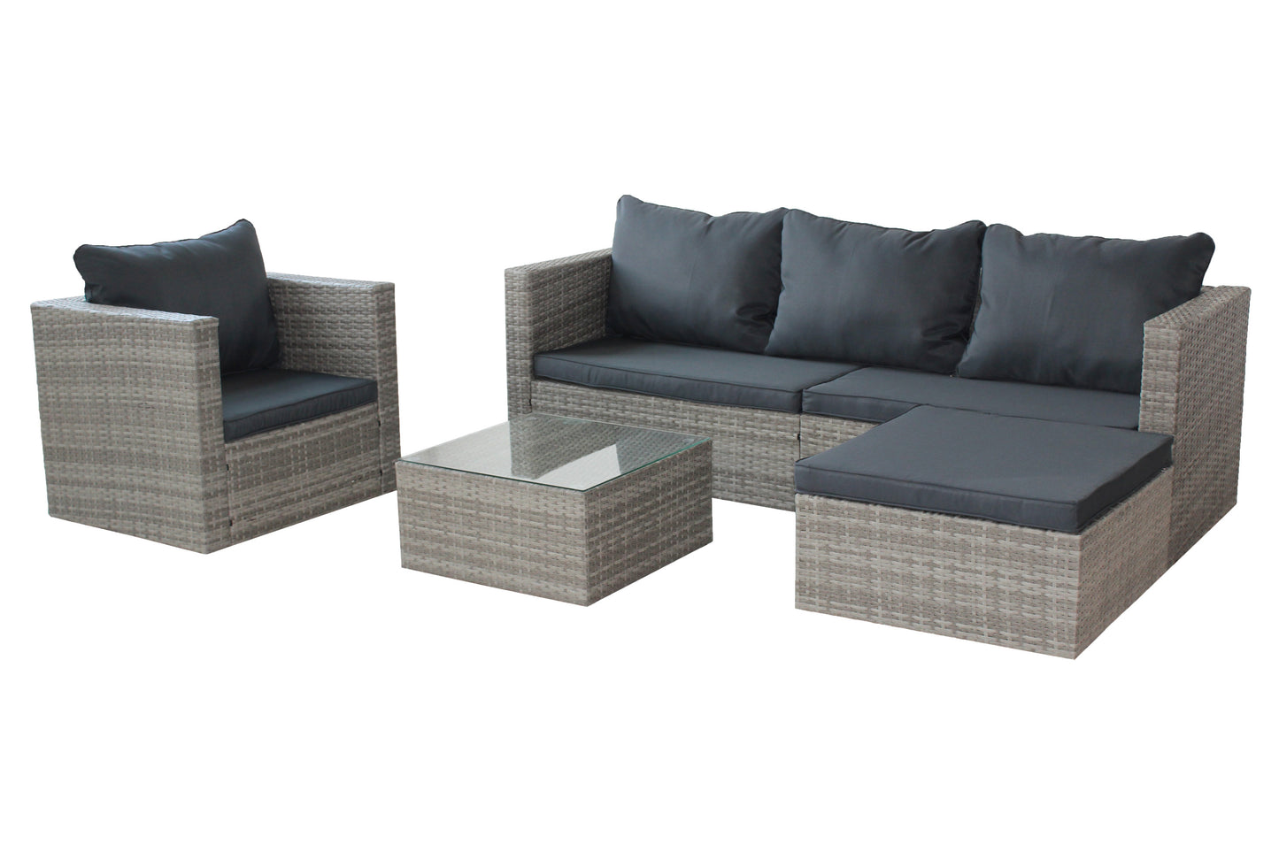 Durham 4 Pc Outdoor Patio Sectional Sofa Set - Gray