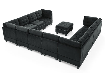 Supa Modular Sectional Velvet Sofa Set 5 - Black