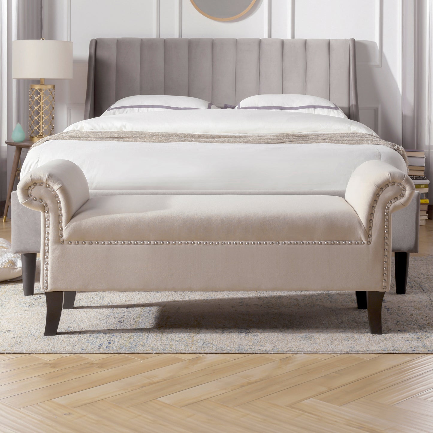 Kathy Roll Arm Accent Bench