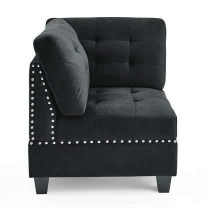Supa Modular Sectional Velvet Sofa Set 2 - Black