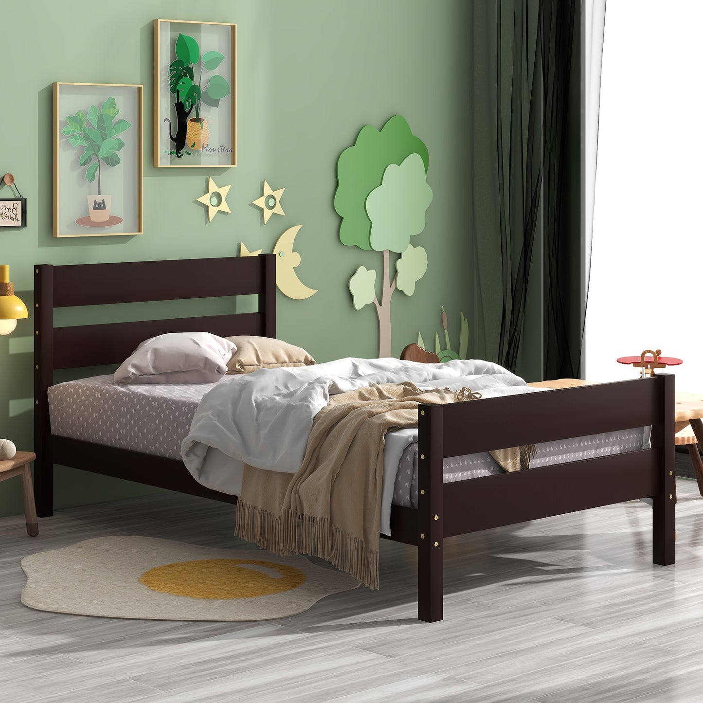Saba Twin Size Platform Bed Frame - Espresso