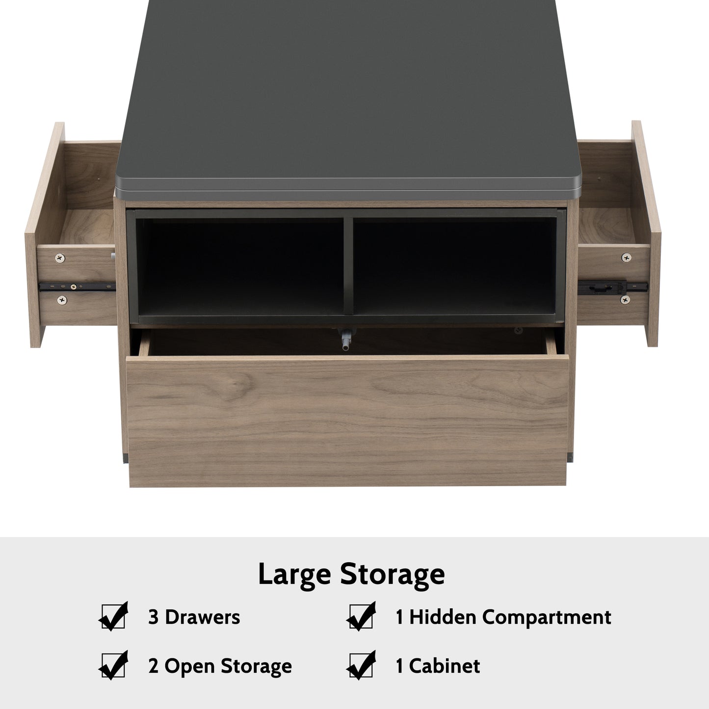Regalia Modern Lift Top Coffee - Walnut & Black