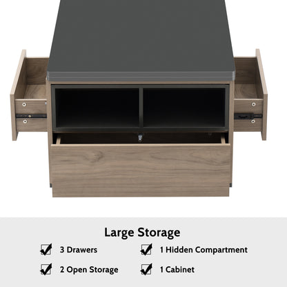 Regalia Modern Lift Top Coffee - Walnut & Black