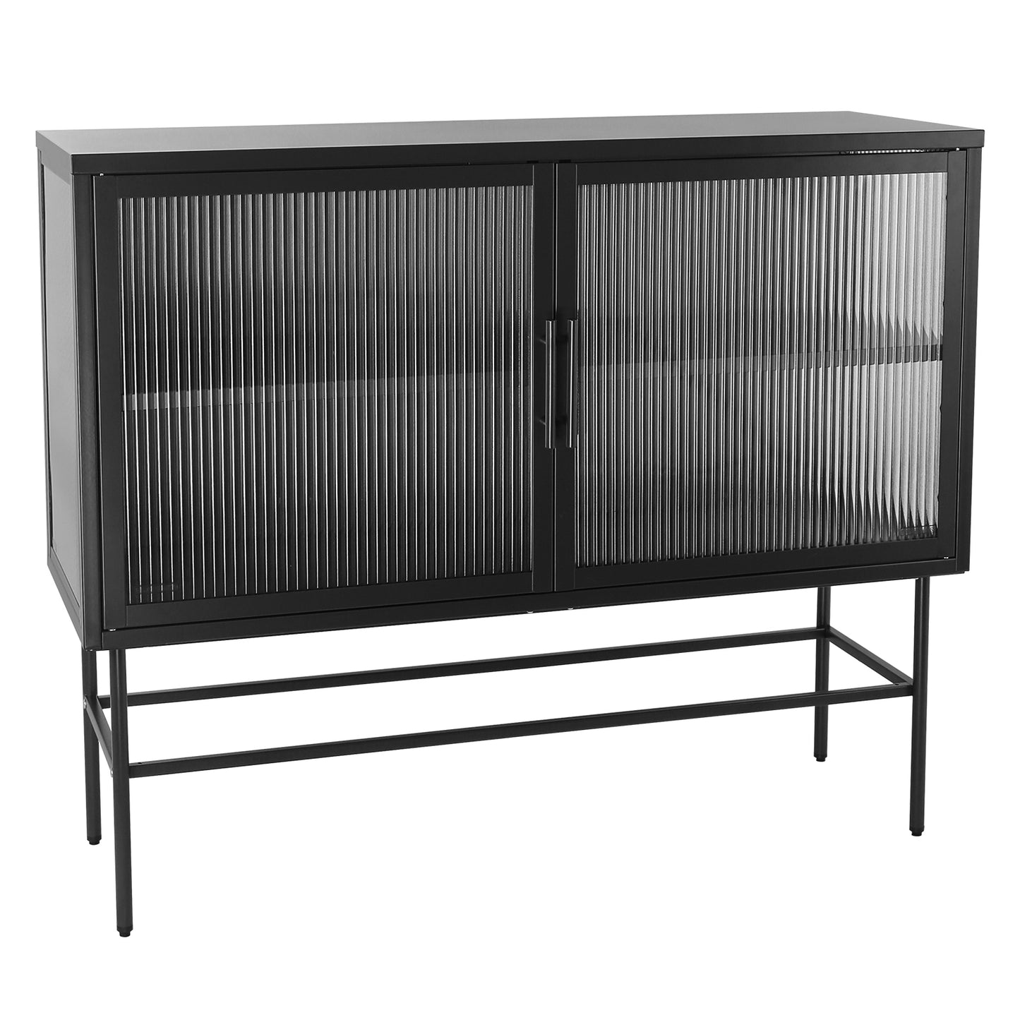 Pratt II Double Door Tempered Glass Sideboard - Black