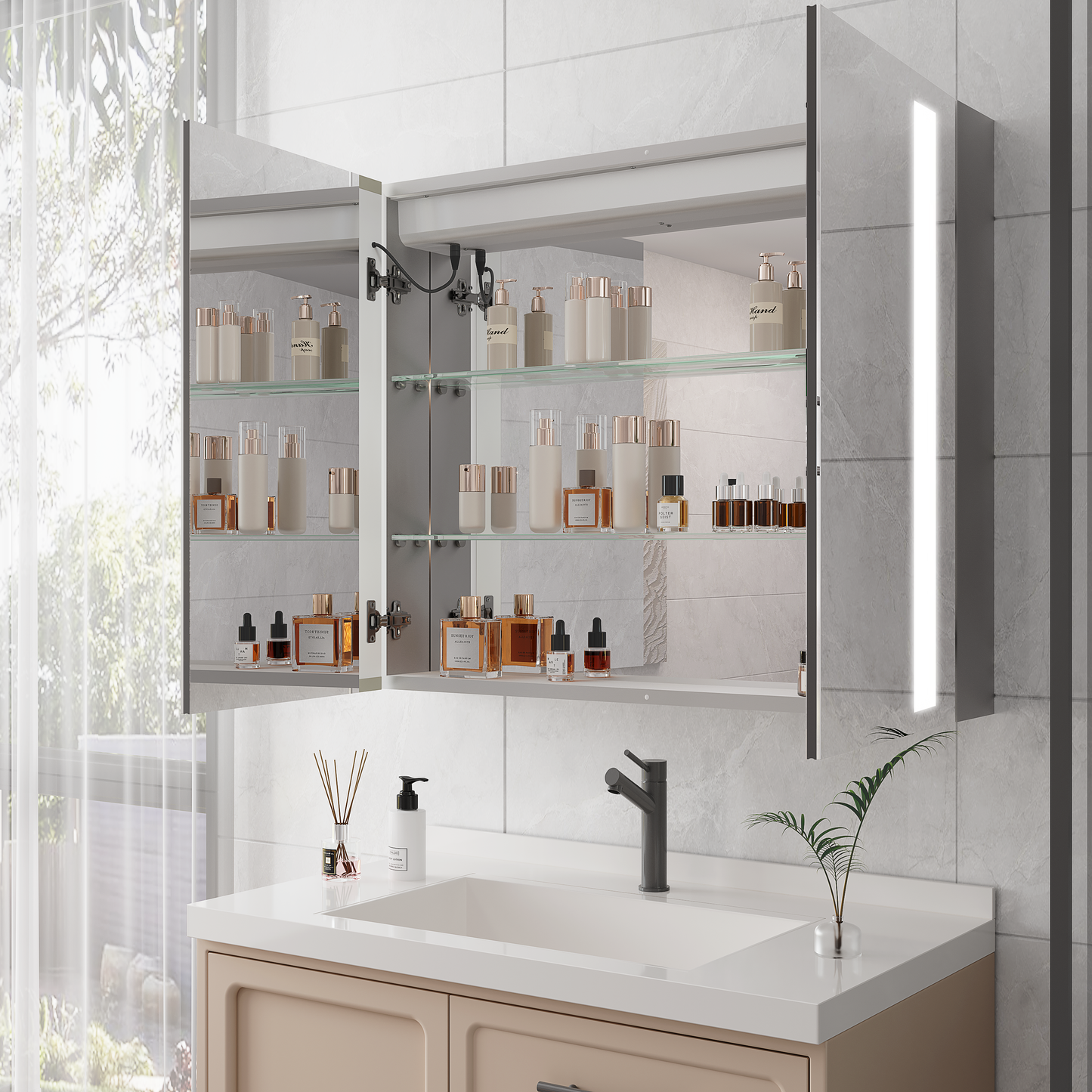 Nook Medicine Cabinet with LED Vanity Mirror