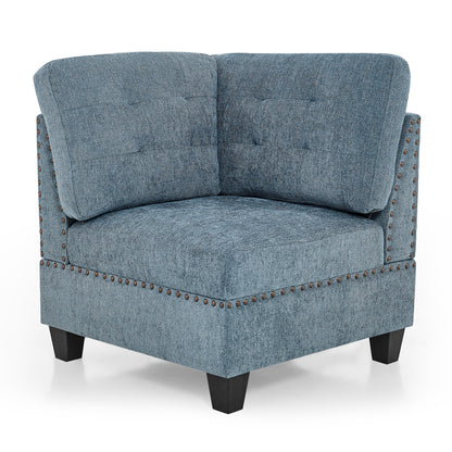 Molly Modular Sectional Sofa Four Single Chair and Two Corner - Navy Blue