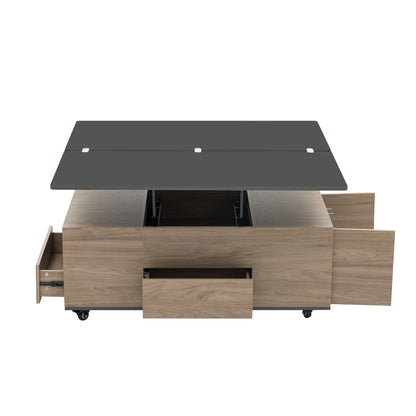 Regalia Modern Lift Top Coffee - Walnut & Black