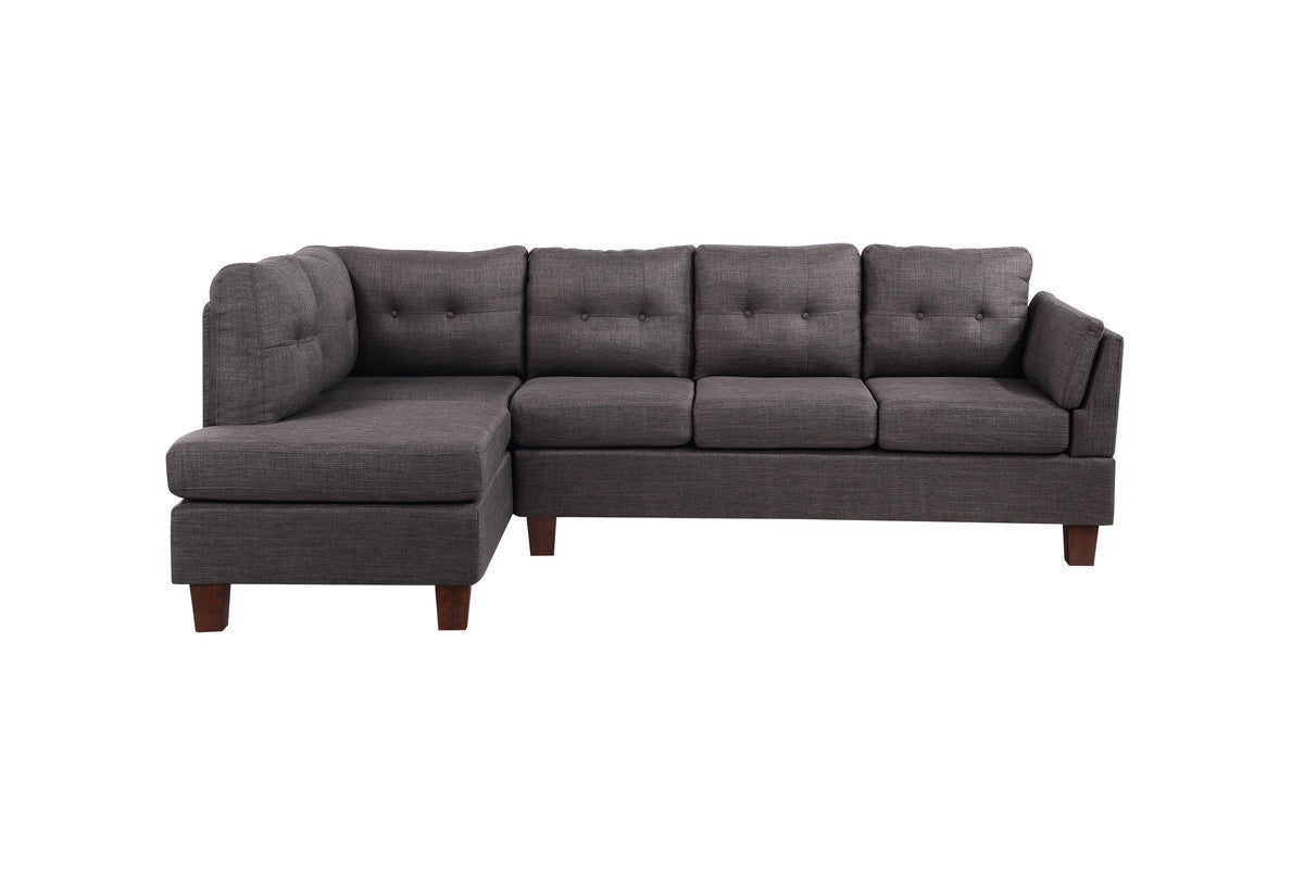 Dalia Linen Modern Sectional Sofa with Left Facing Chaise - Dark Gray