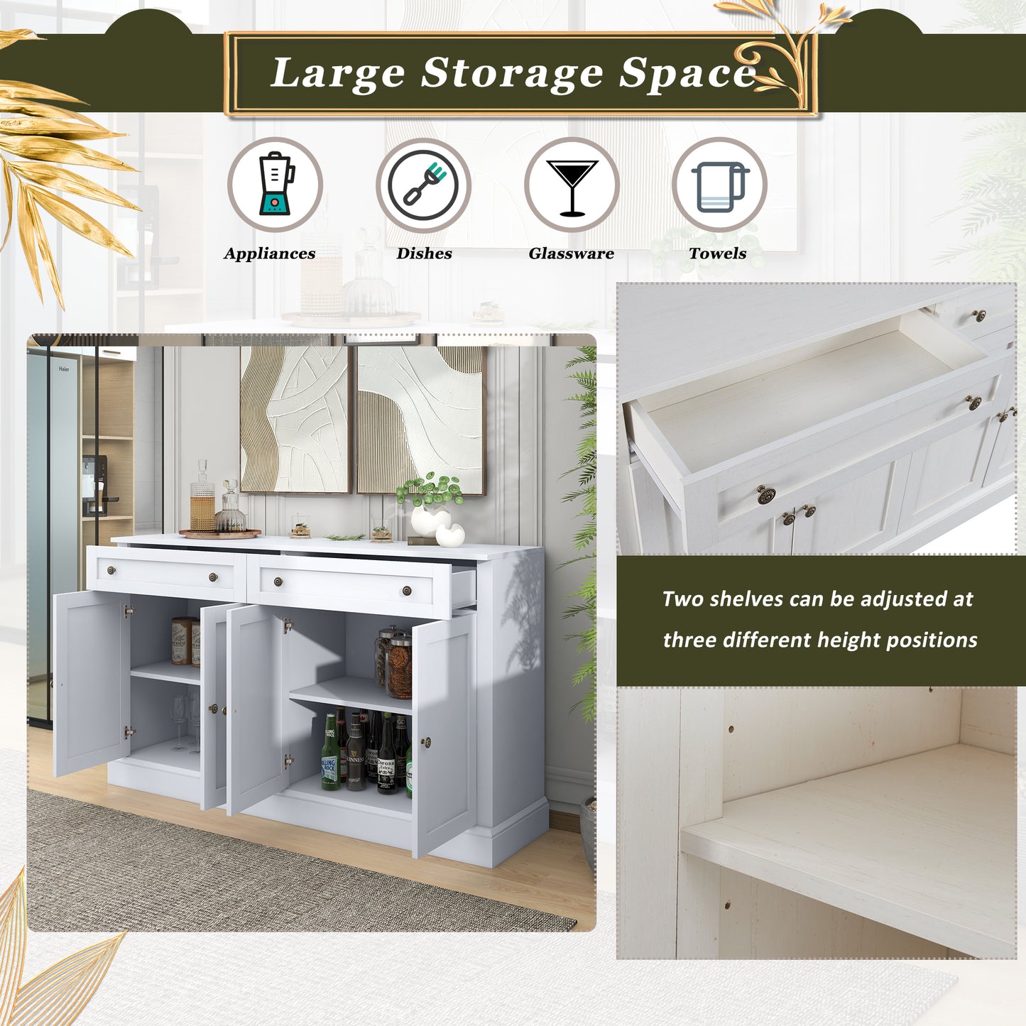 Houston 4-Door Sideboard Buffet - White