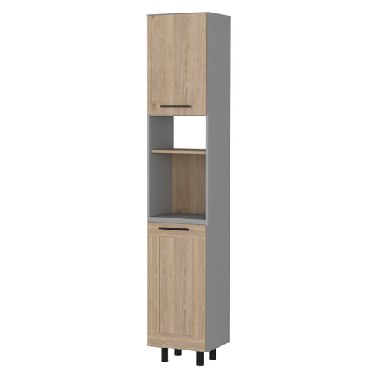 Devoux 2-Door 2-Shelf Kitchen Pantry - Light Pine/Gray