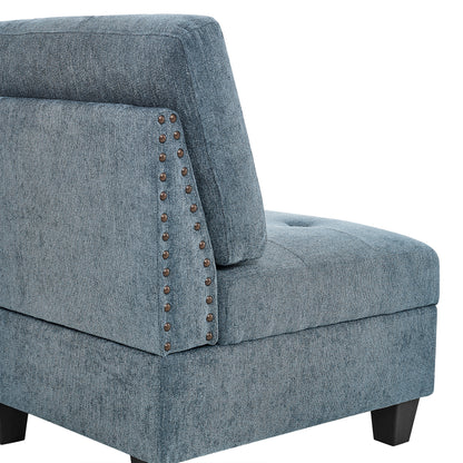 Molly Modular Sectional Sofa Four Single Chair and Two Corner - Navy Blue