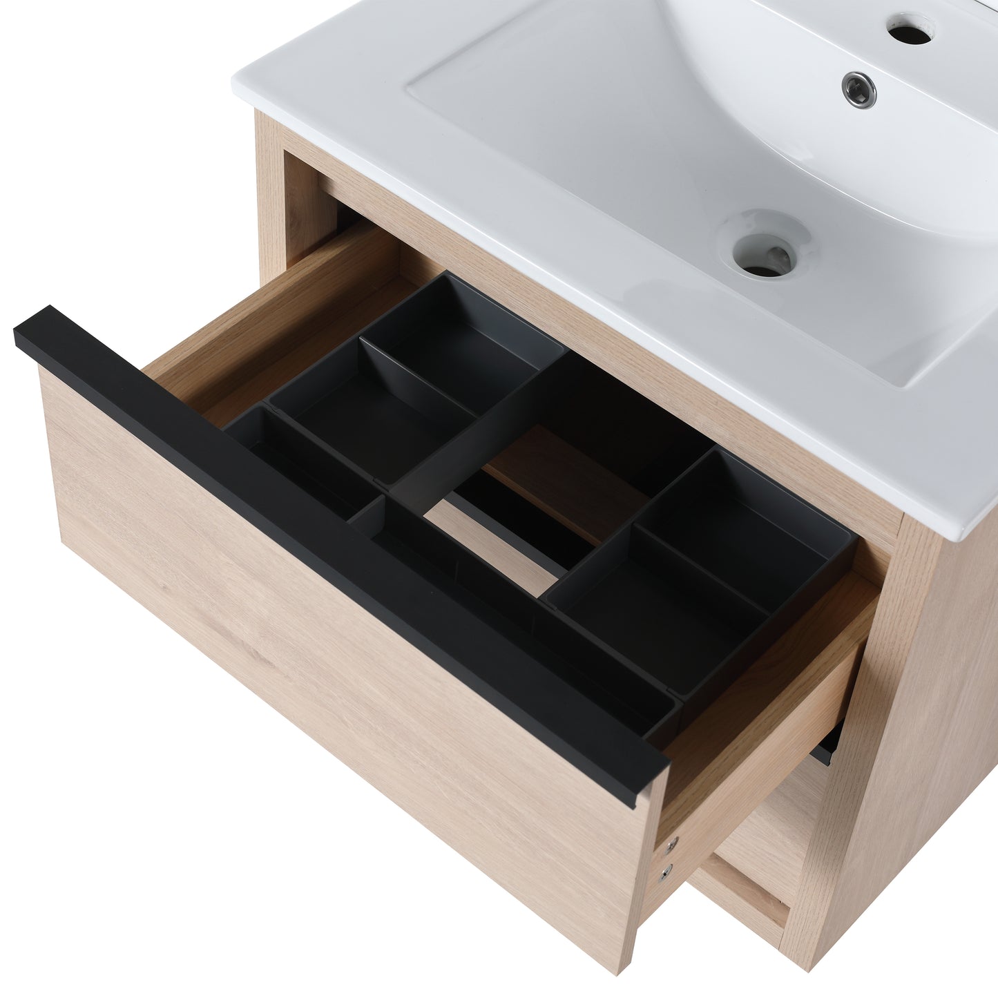 Bathroom Vanity with 2 Soft Close drawers and White Ceramic Basin