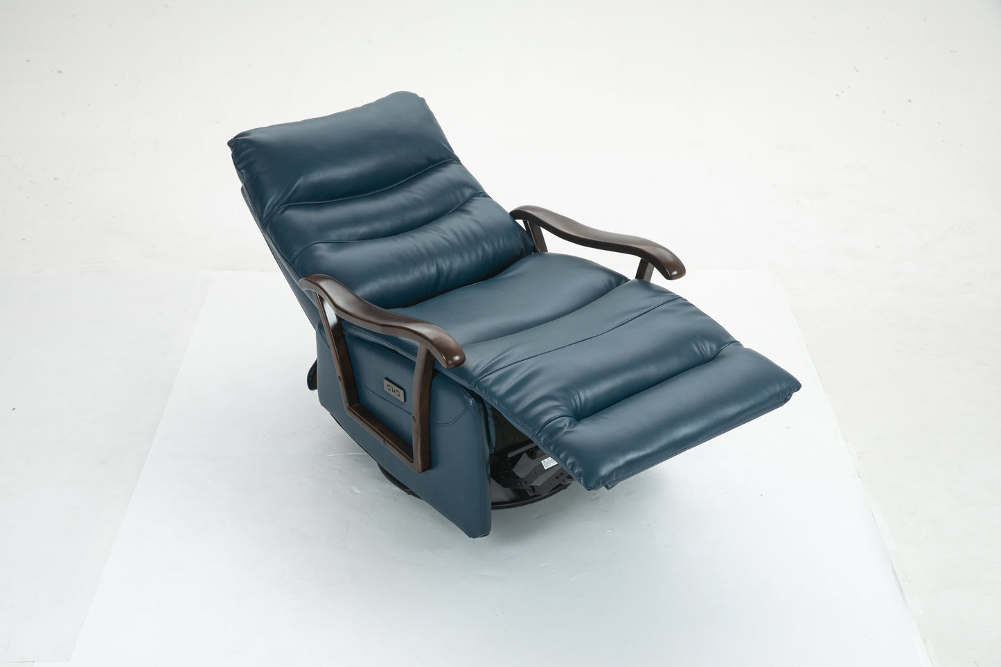 Berry Swivel Rocker Recliner Power Glider Chair with Solid Wood Armrests - Blue