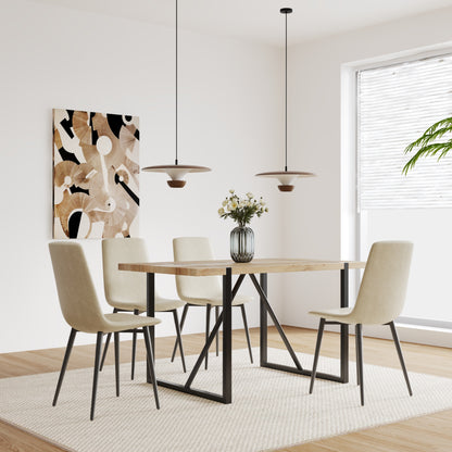 Ona Suedette Dining Chairs with Black Metal Leg (Set of 2) - Beige