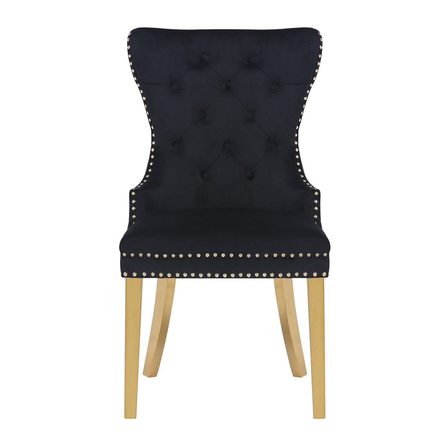 Newton Dining Velvet Chair (Set of 2)- Black