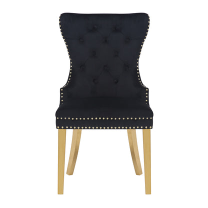 Newton Dining Velvet Chair (Set of 2)- Black