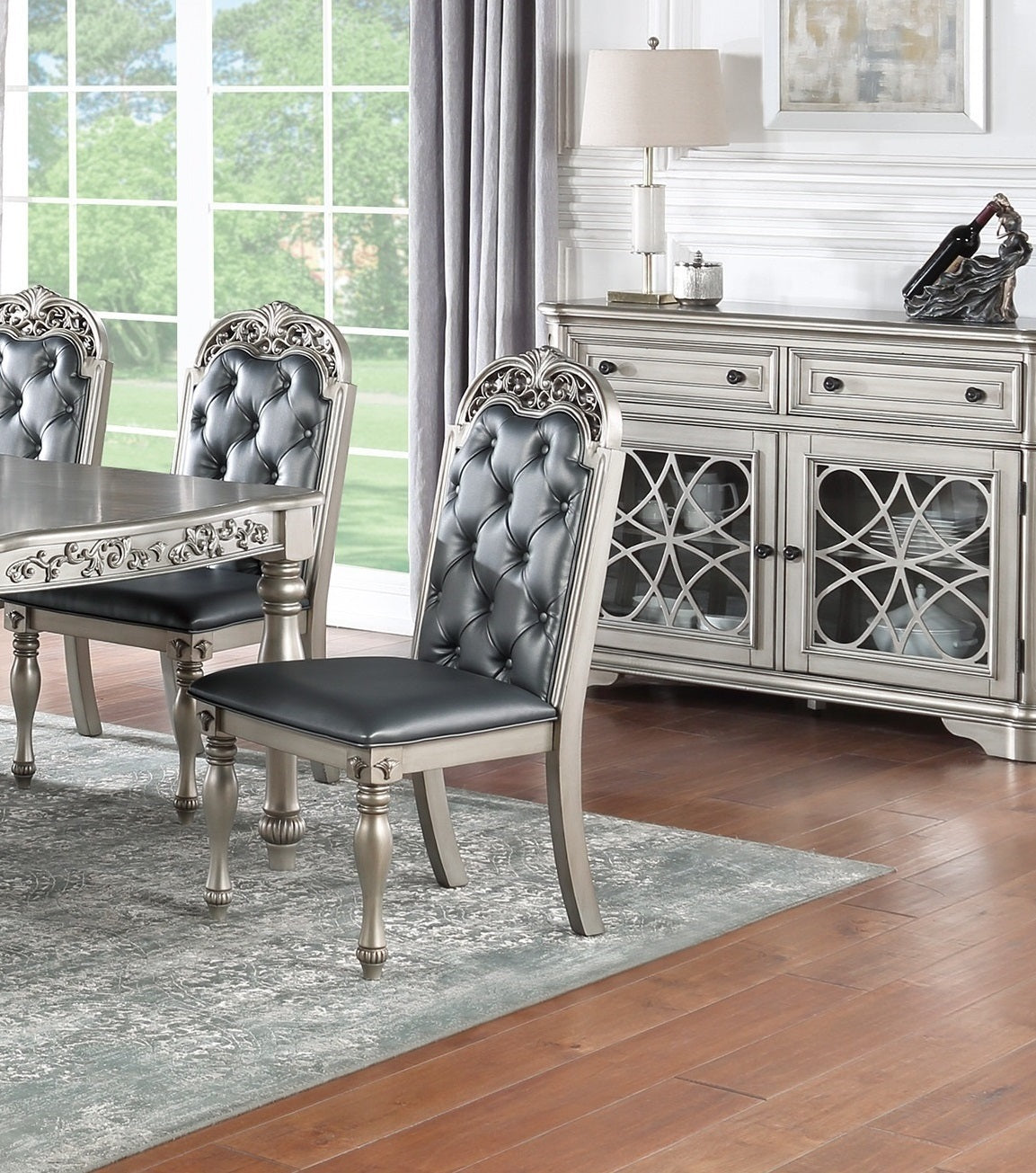 Hampton Majestic Formal Dining Chair (Set of 2) - Silver+Grey