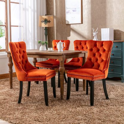 Nikki Velvet Dining Chair (Set of 2) - Orange