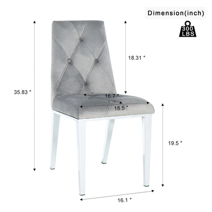 Valerio Velvet Dining Chairs with Chrome Leg (Set of 2) - Dark Gray