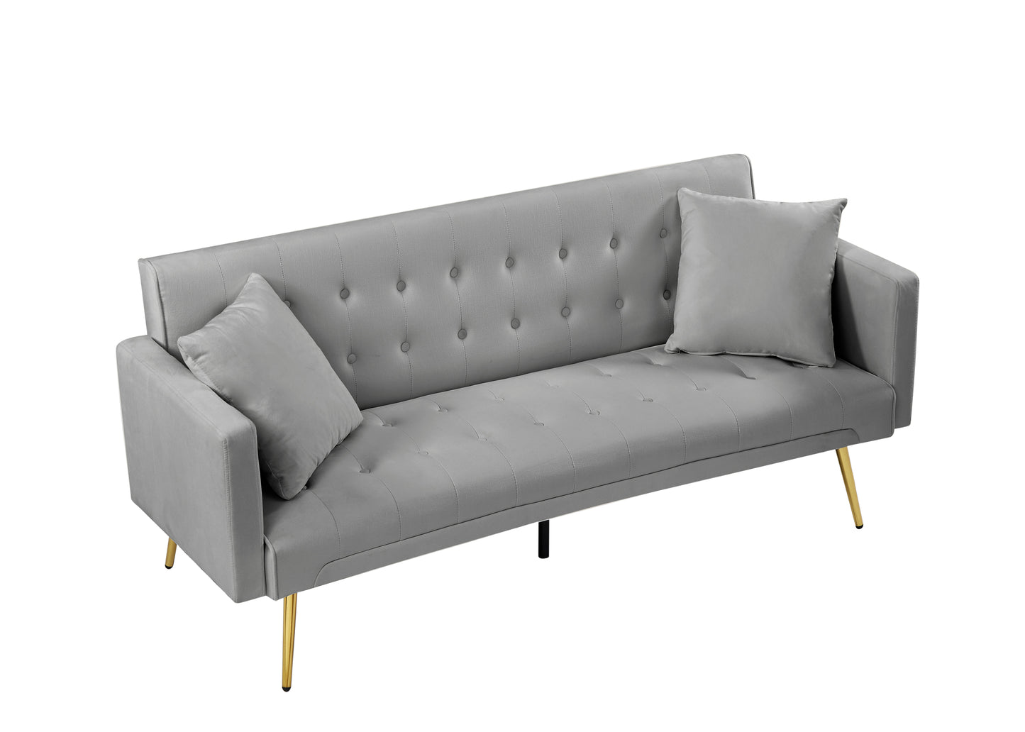 NX Convertible Velvet Sofa Bed with Metal Leg - Grey