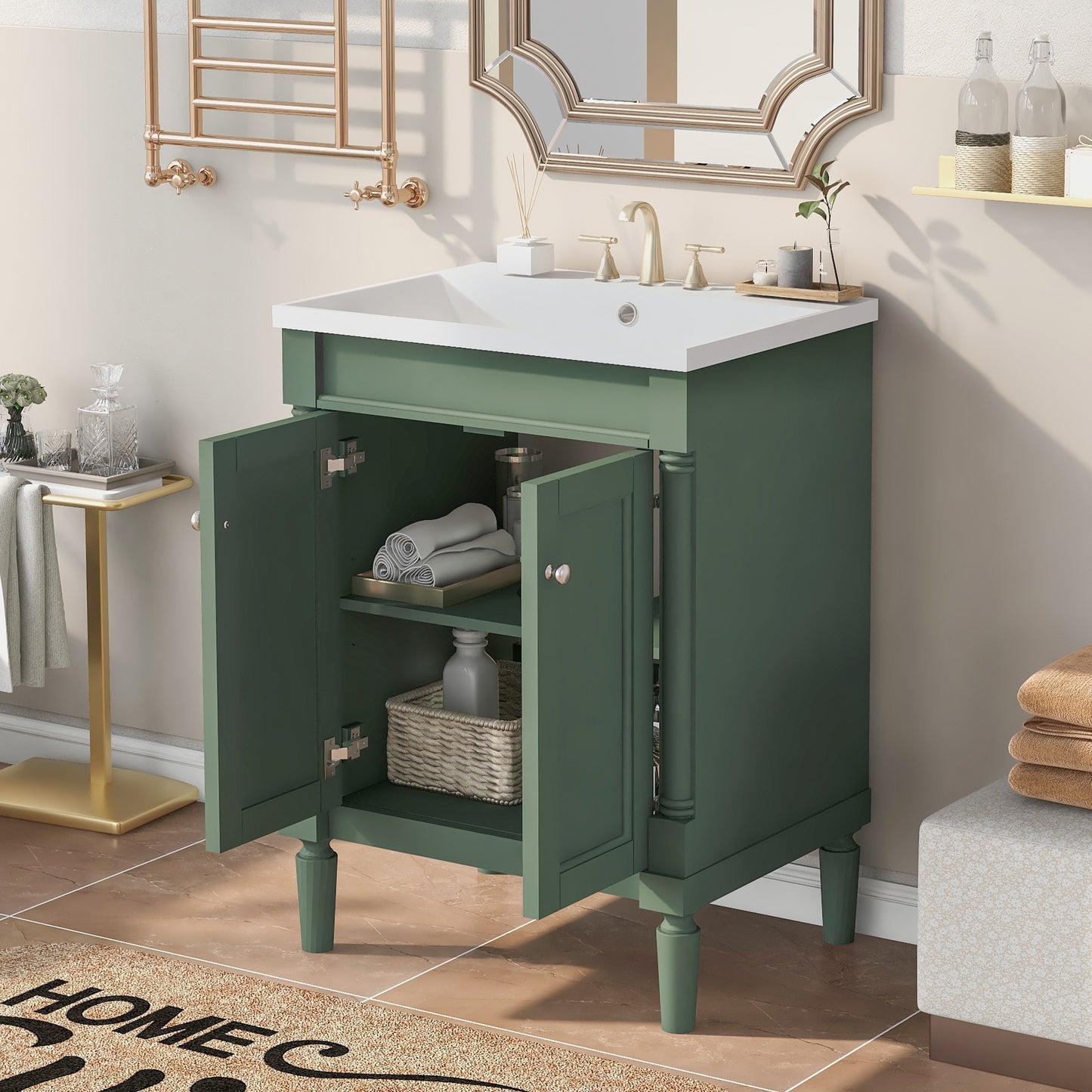 Modern Storage Bathroom Vanity with Top Sink
