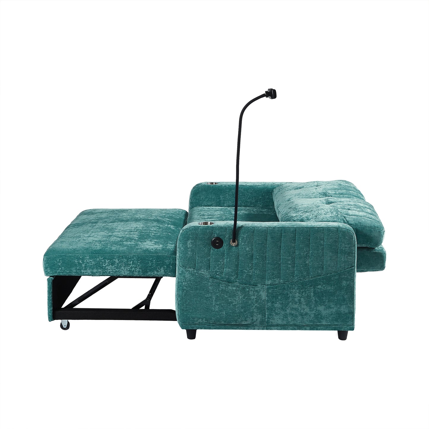 Rita Loveseat Pull-out Sofa Bed with Adjustable Backrest - Teal