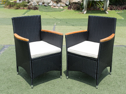 Shavon 7 Pc Outdoor Patio Wicker Dining Sett - Black