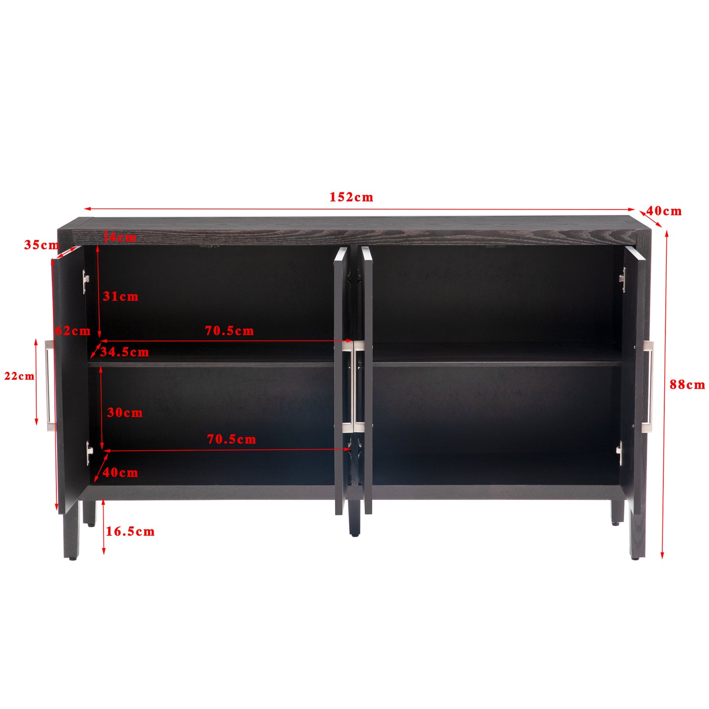 Marco Sideboard Wooden Cabinet - Black