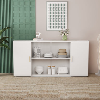 Asiya Wooden Side Cabinets with Glass Doors - White