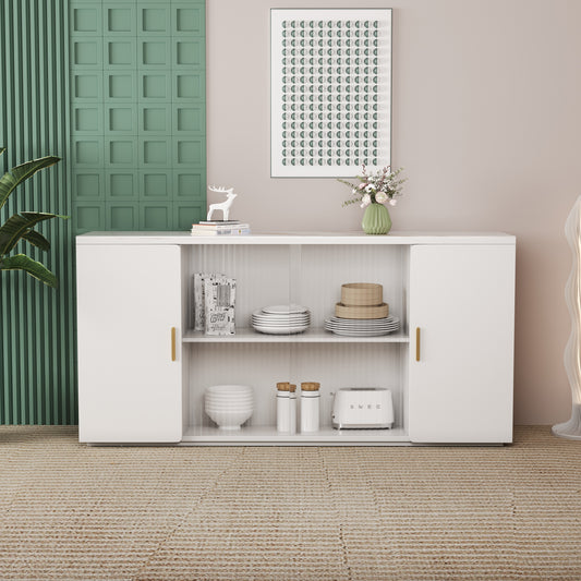 Asiya Wooden Side Cabinets with Glass Doors - White