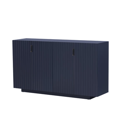 Lyons 4 Wavy Doors Ample Storage Space Sideboar - Navy Blue