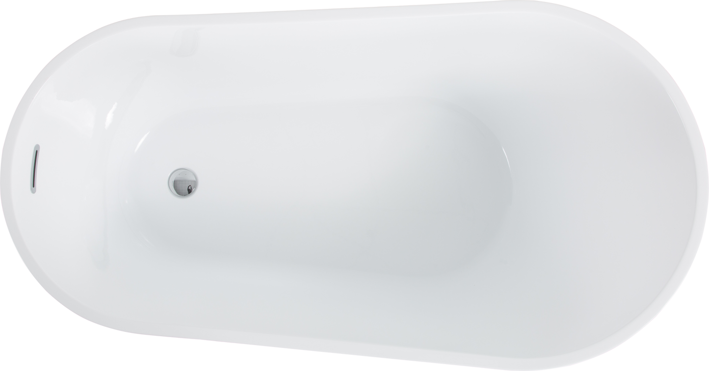 Kriss 59" Acrylic Freestanding Bathtub with Bottom Anti-Slip  - Gloss White