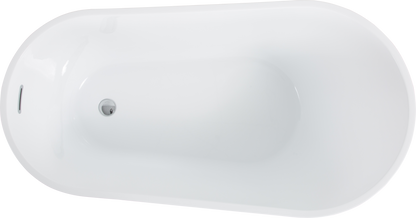 Kriss 59" Acrylic Freestanding Bathtub with Bottom Anti-Slip  - Gloss White