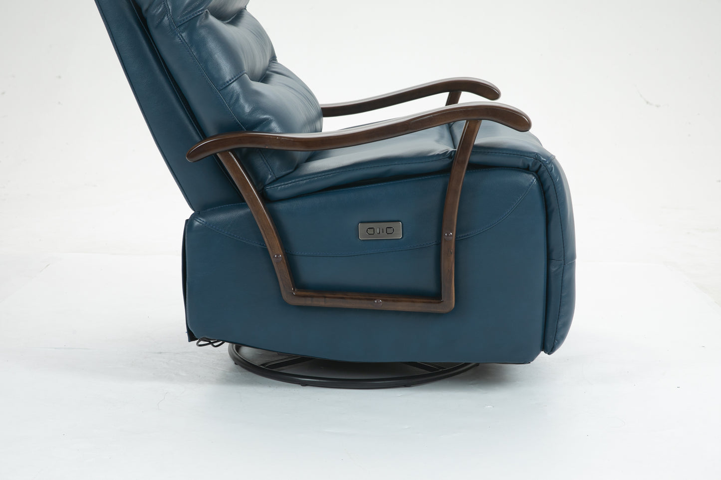 Berry Swivel Rocker Recliner Power Glider Chair with Solid Wood Armrests - Blue
