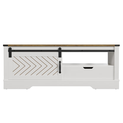 Barnwood Coffee Storage Table - White & Oak