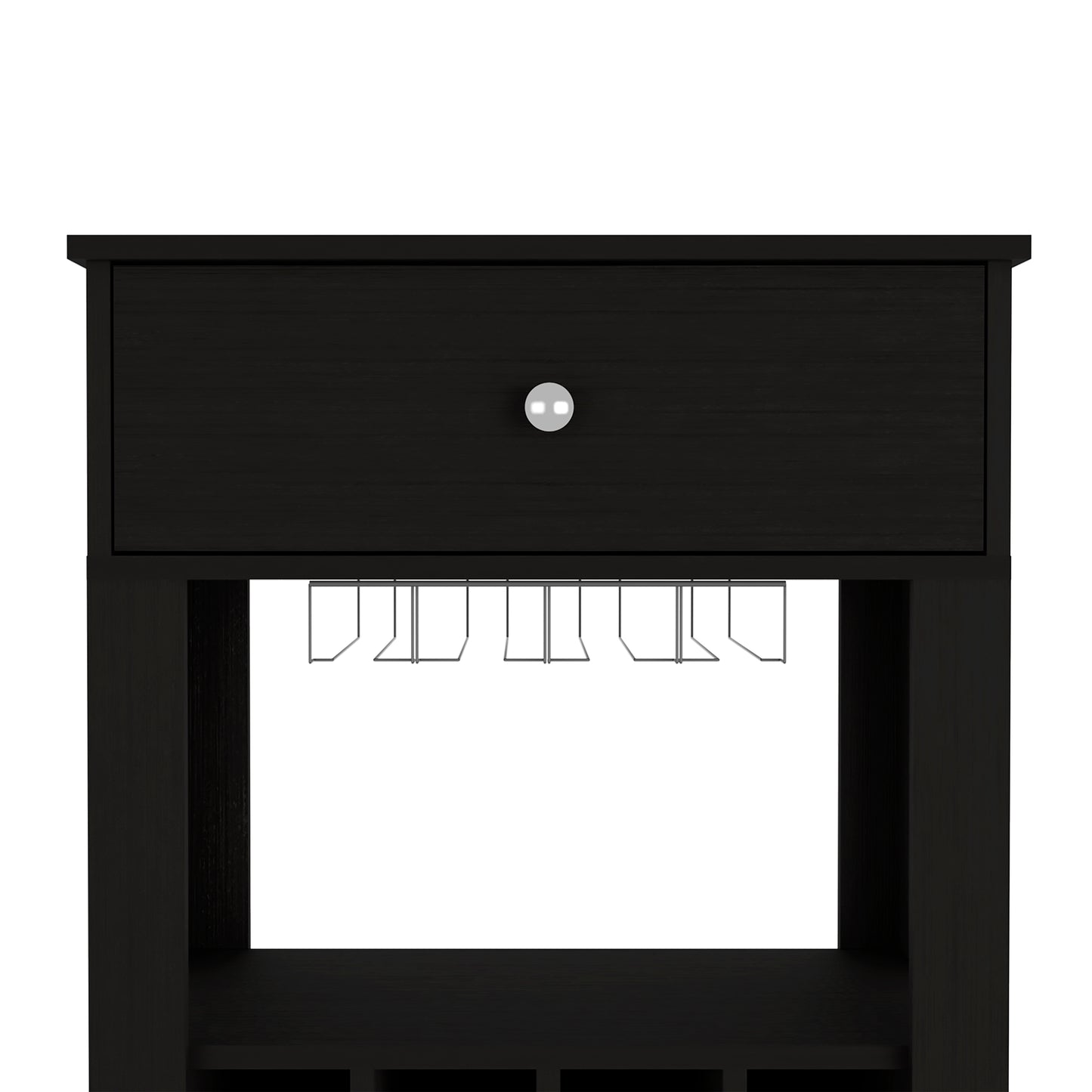 Minta Bar Cabinet With 2 Side Shelves - Black