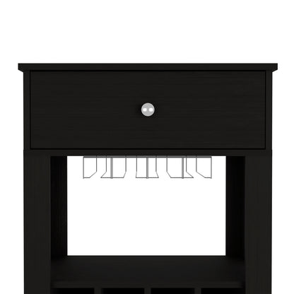 Minta Bar Cabinet With 2 Side Shelves - Black