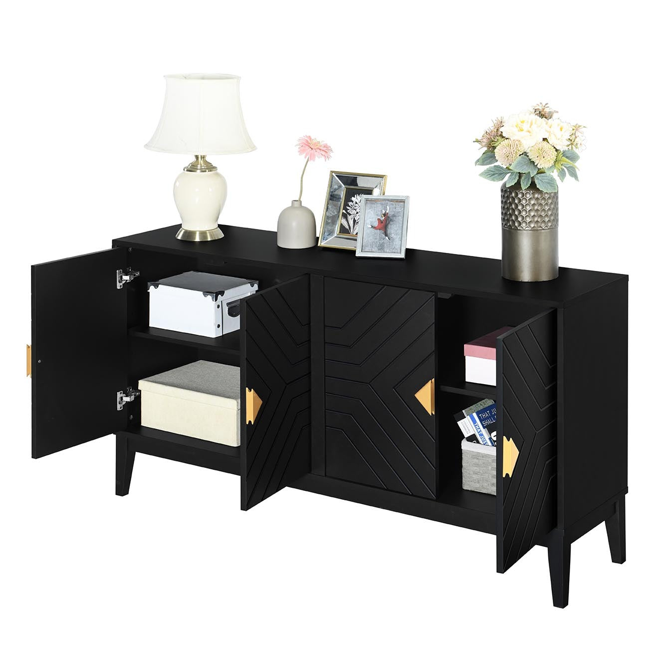 Dalton 4-Door Sideboard Buffet - Black