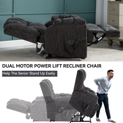 Nia Dual Motor Power Recliners Heat Massage - Gray