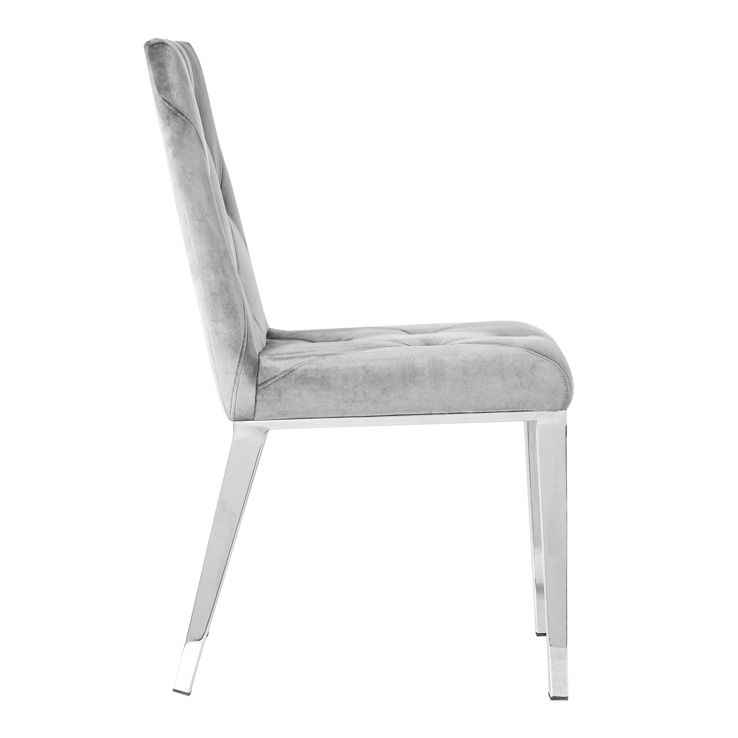 Valerio Velvet Dining Chairs with Chrome Leg (Set of 2) - Dark Gray