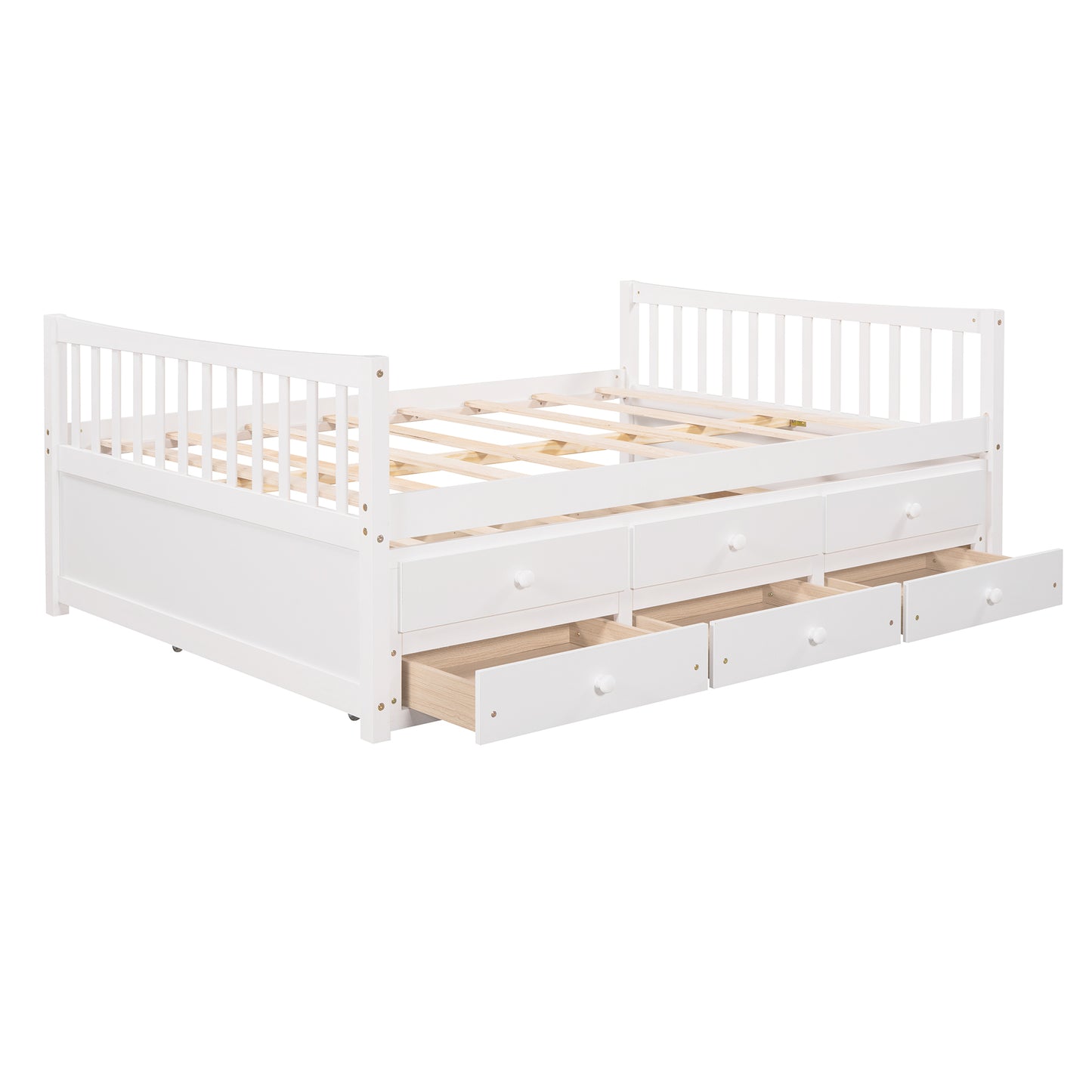 Xander Full Size Daybed with  Twin Size Trundle and Drawers - White