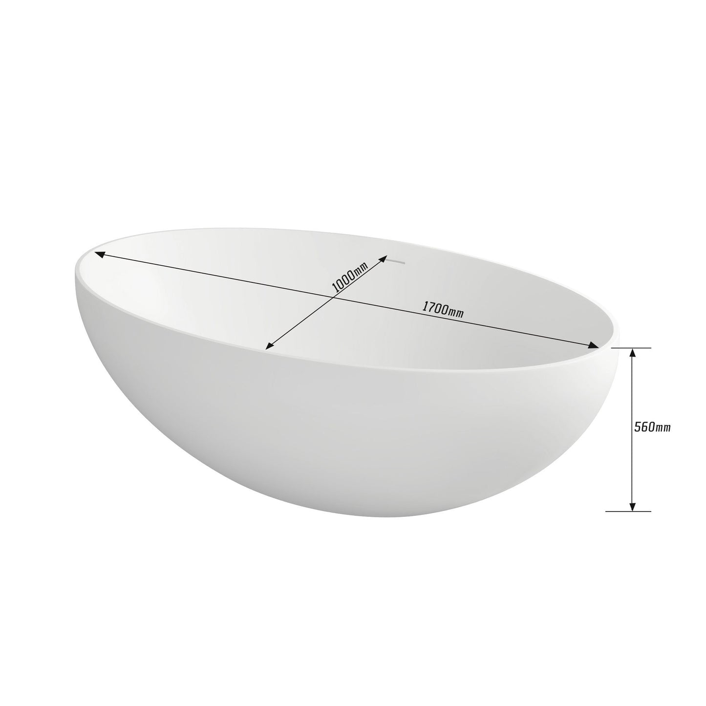 Roni 67" Solid Surface Freestanding Soaking Bathtub - Matte White