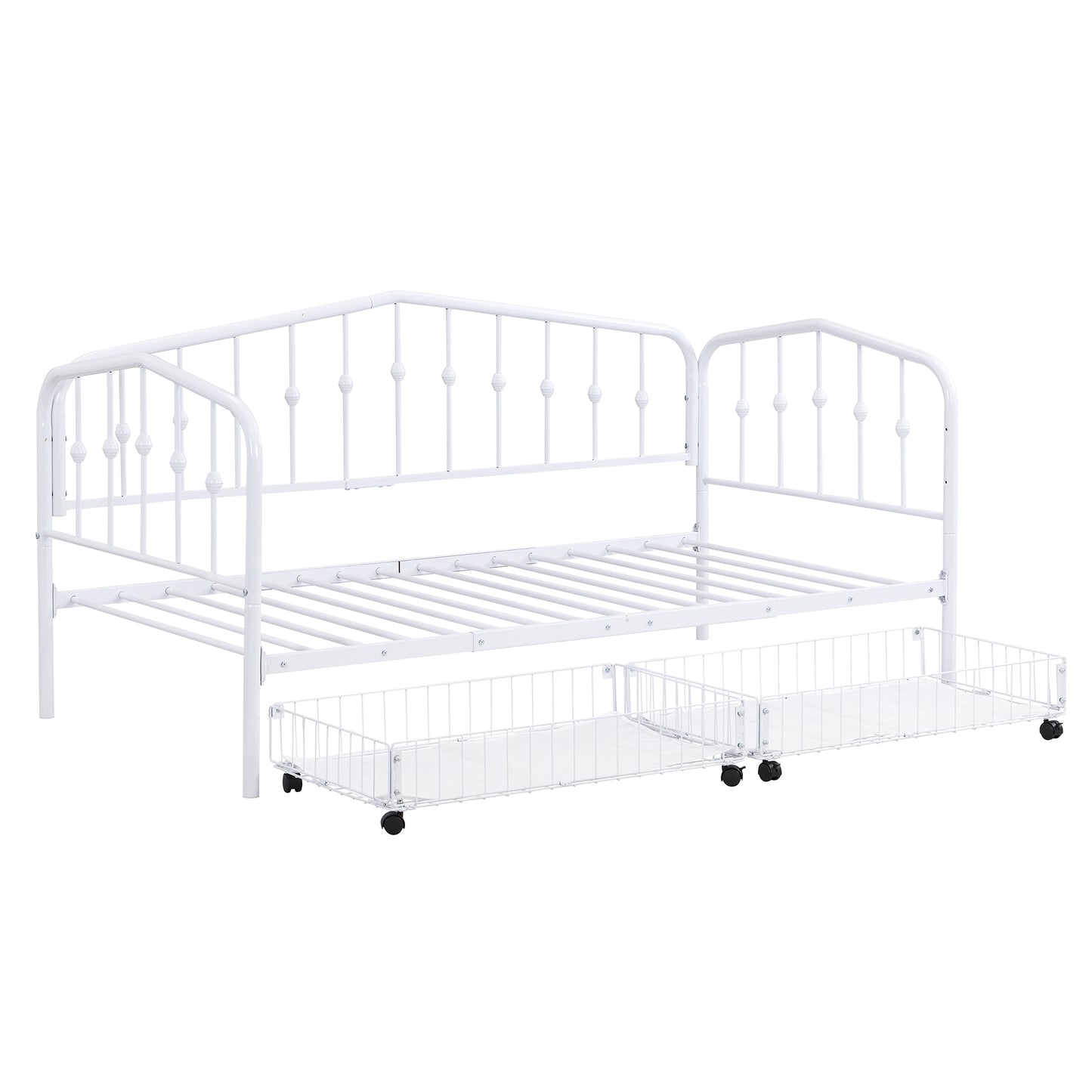 Zee Twin Size Metal Daybed with 2 Drawers - White