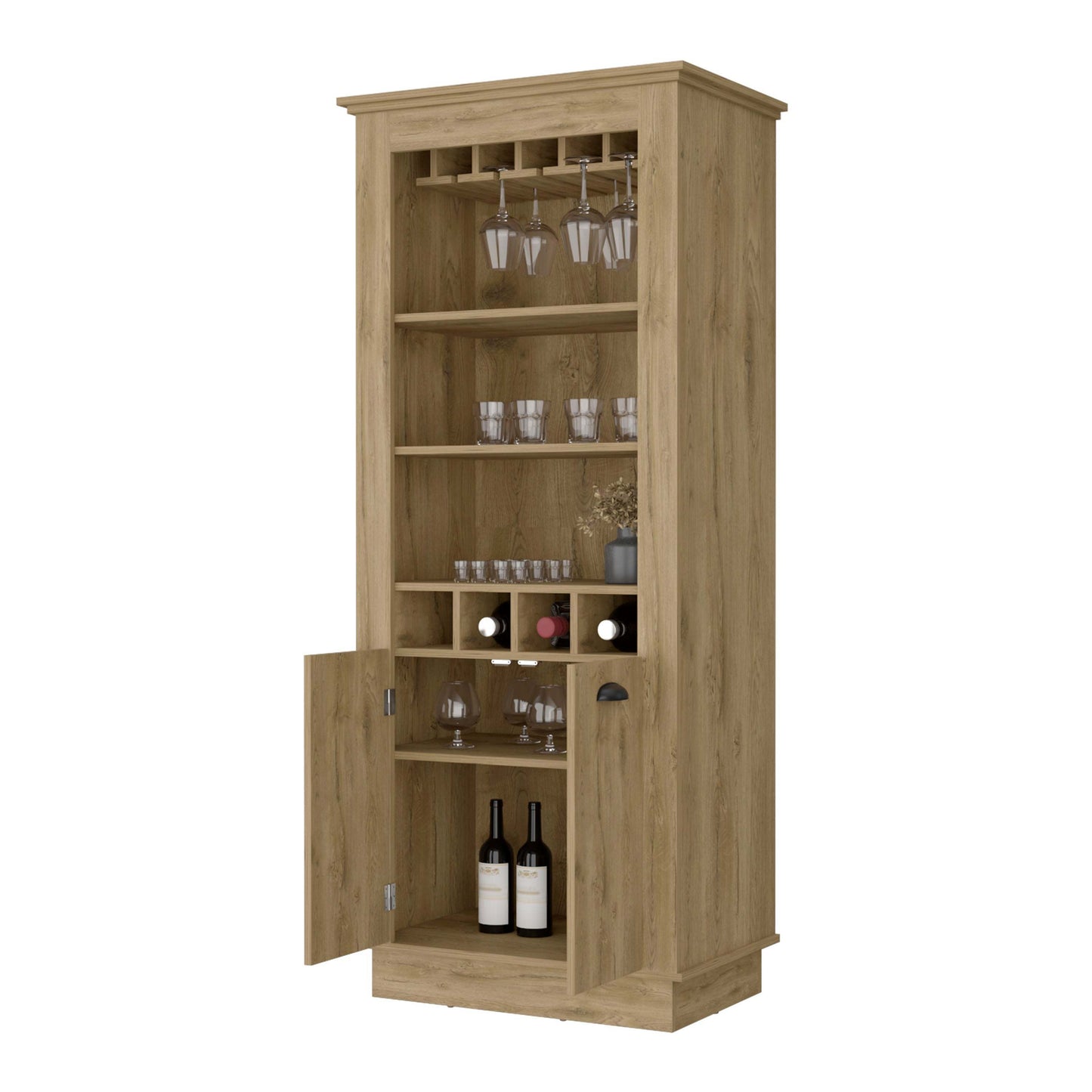 Tyler 4-Built In Wine Rack Bar Cabinet - Macadamia