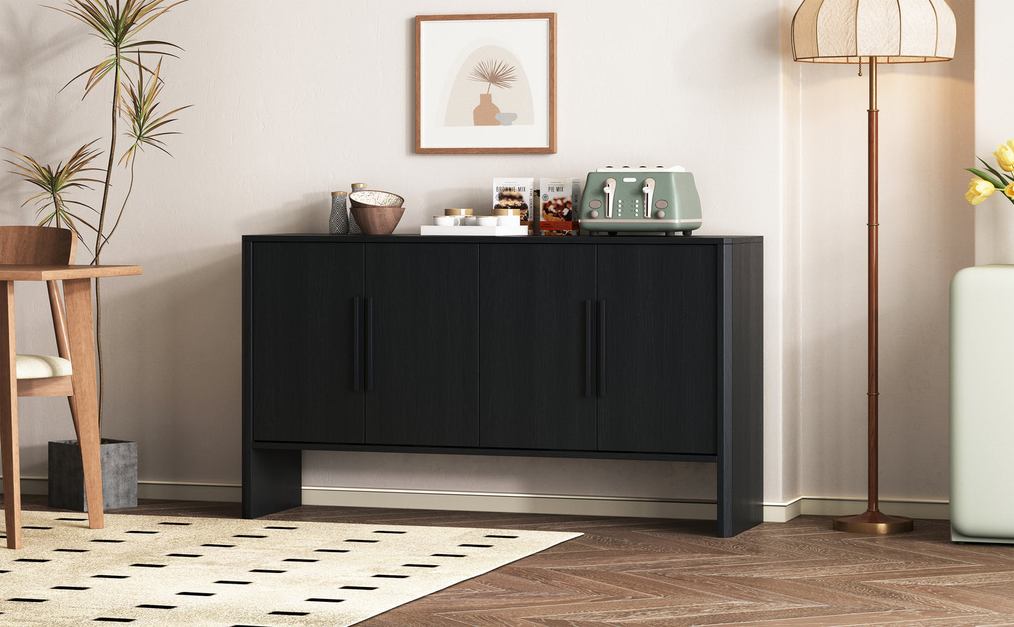 Miya Retro Sideboard Buffet - Black