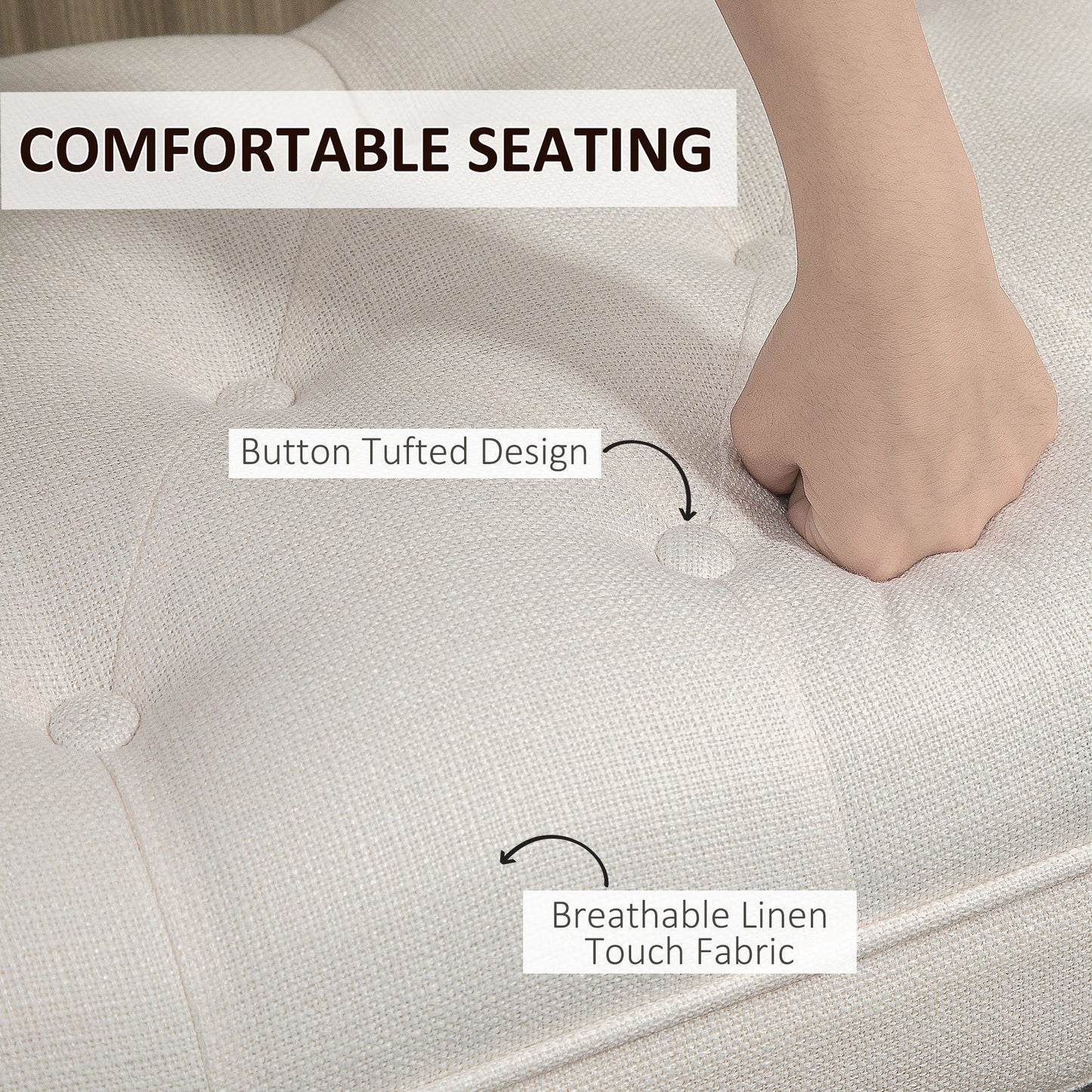 Evo Button-Tufted Bench - White