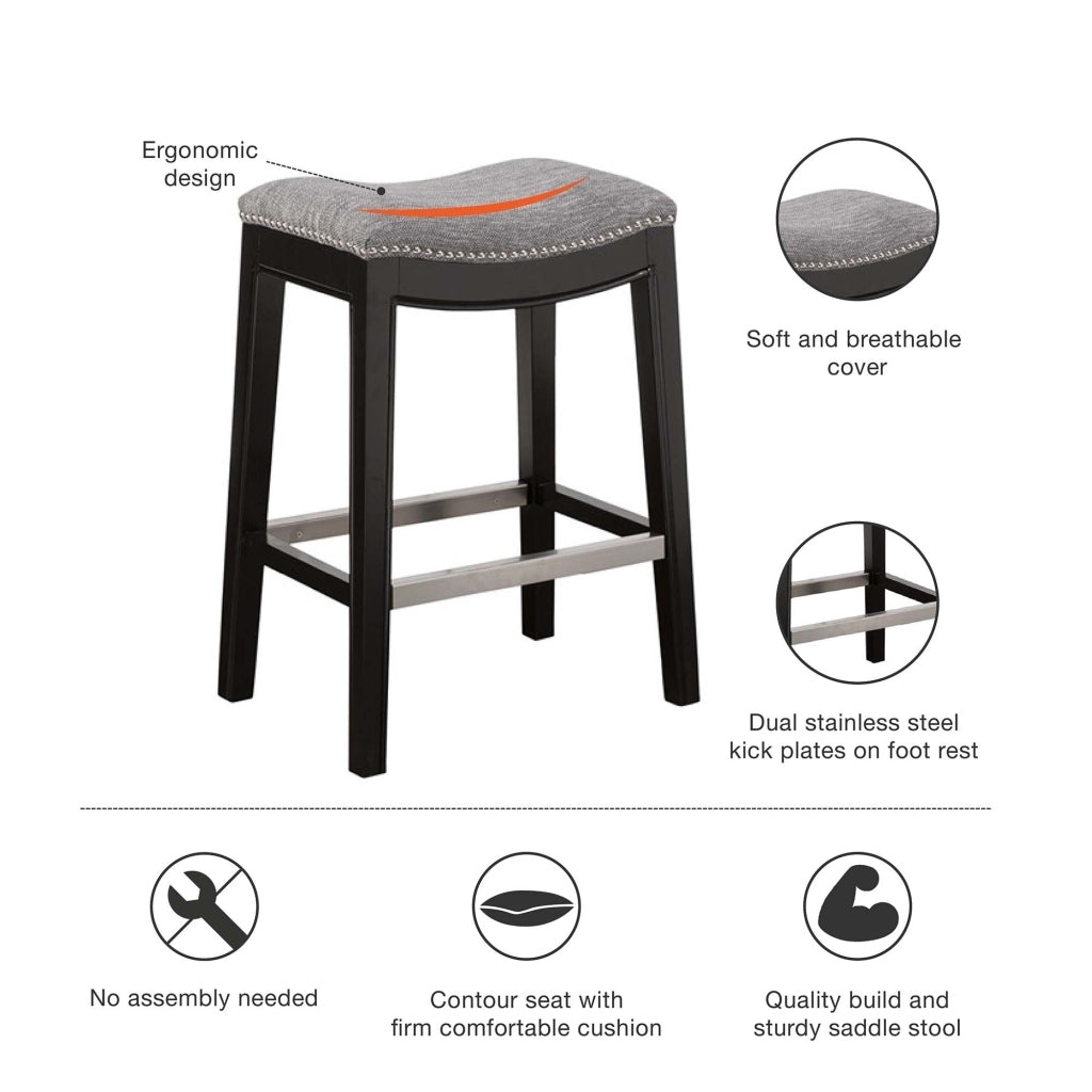 Saddle Counter Stool  - Gray