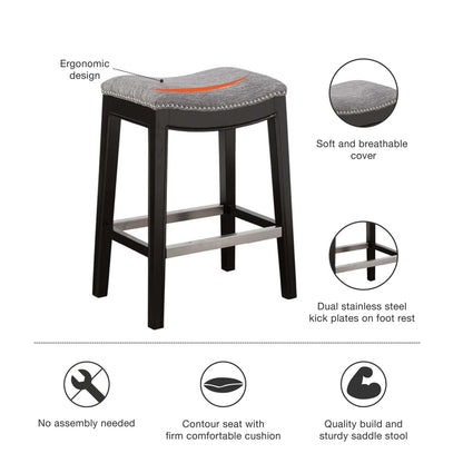 Saddle Counter Stool  - Gray
