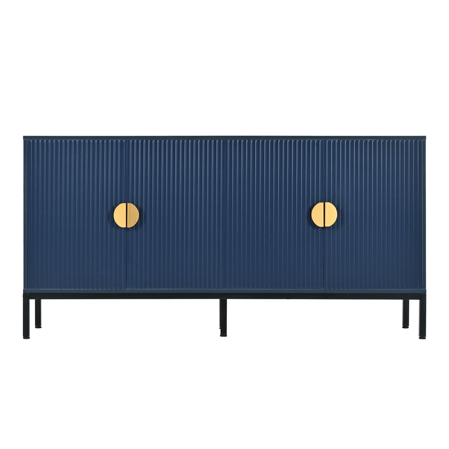 Exquisite Vertical-Striped Four-Door Sideboard - Navy Blue