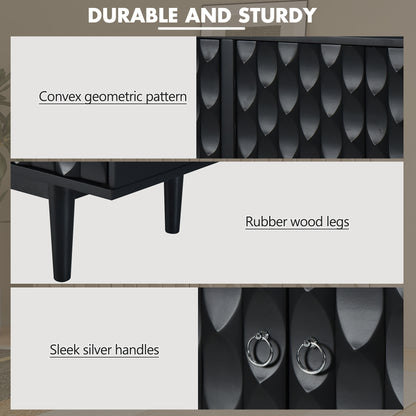 Celeste Convex Pattern Doors Sideboard Buffet - Black